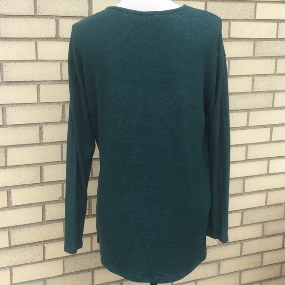 GREEN LONG SLEEVE DETAILED KNIT TUNIC TOP - Picture 5 of 8